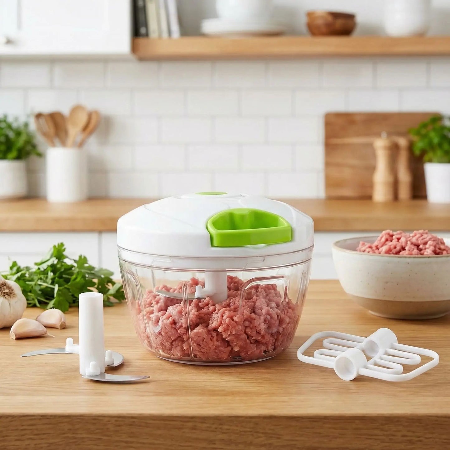 mini hachoir viande sur table
